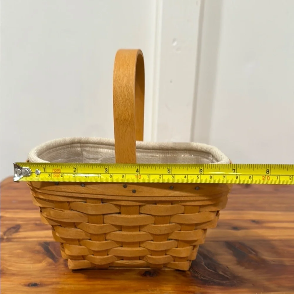 Vtg 2003 Longaberger Warm Brownie Basket & 2002 Handled Basket w/ Tan Liners